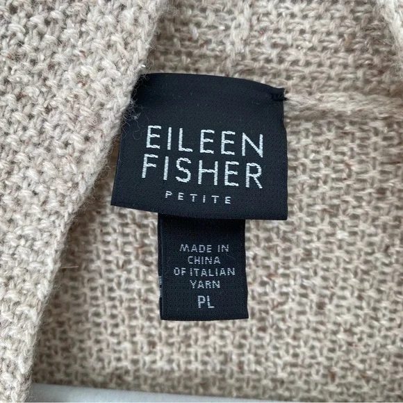 Eileen Fisher Wool Silk Knit Open Front Cardigan Sweater Large Petite - Picture 8 of 9